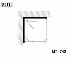 MTI-742 – דגם שחר – מקלחון פינתי – קבוע ושתי דלתות